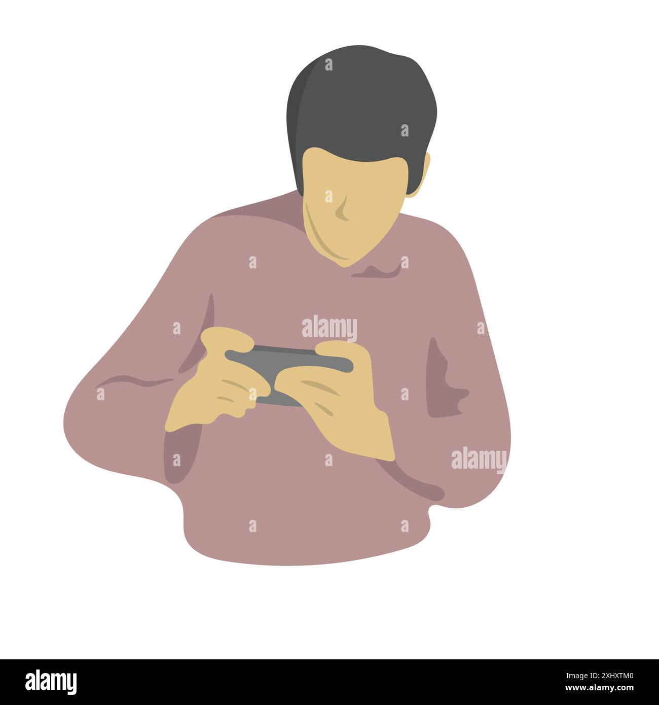 Mann mit Smartphone-Illustrationsvektor isoliert auf weißem Hintergrund Stock Vektor