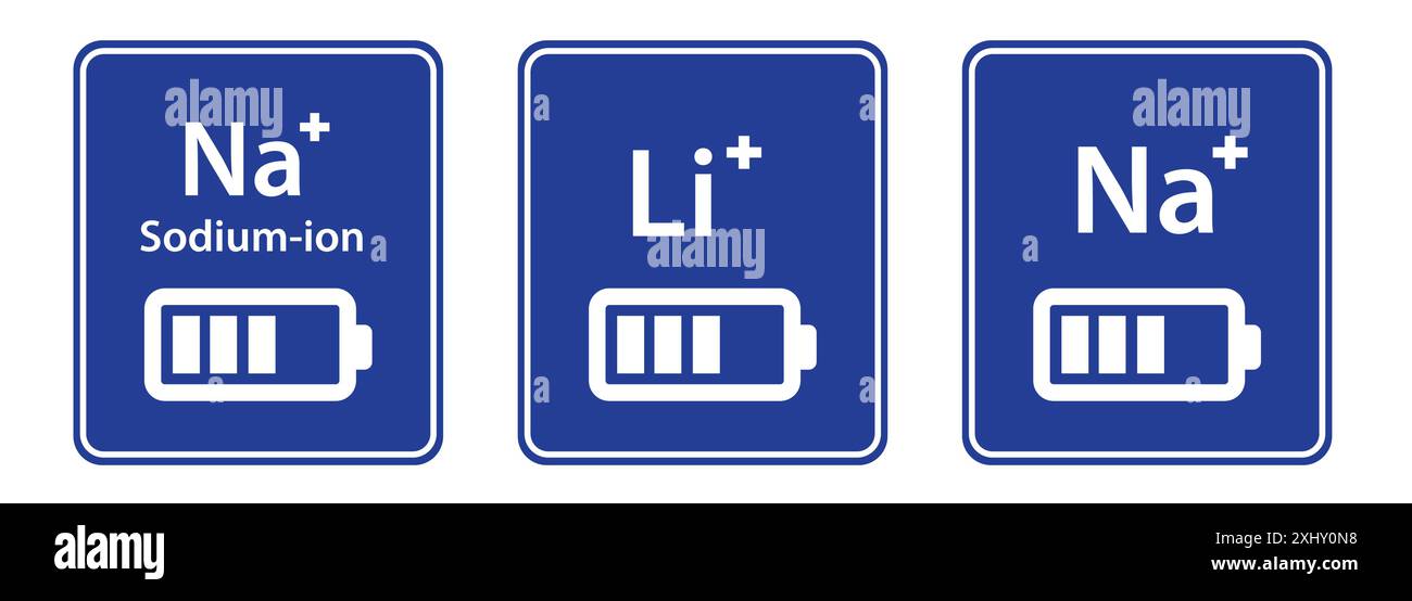 Lithium-Natrium-Ionen-Akku Na-Symbol Energiespeichersymbol Stock Vektor