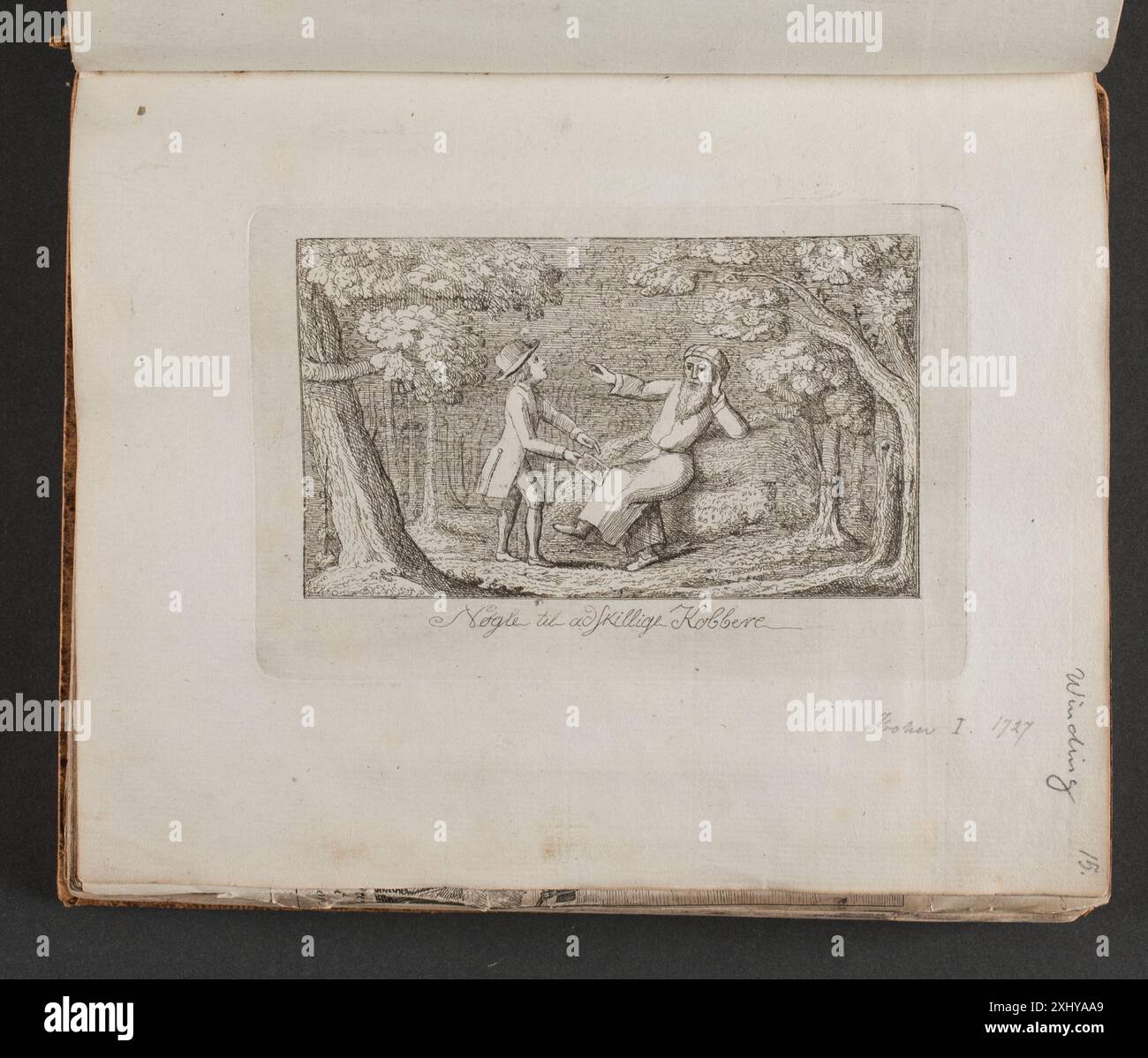 Ätzung durch H.L.S Wicklung, die einen Schlüssel darstellt, dessen Form, Struktur und metallische Details zeigt. Stockfoto