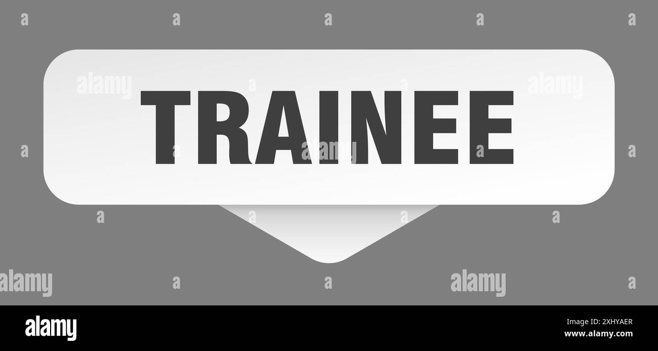 Aufkleber für Trainee. Schild für Trainee auf grauem Hintergrund isoliert. Rechteckige Taste Stock Vektor