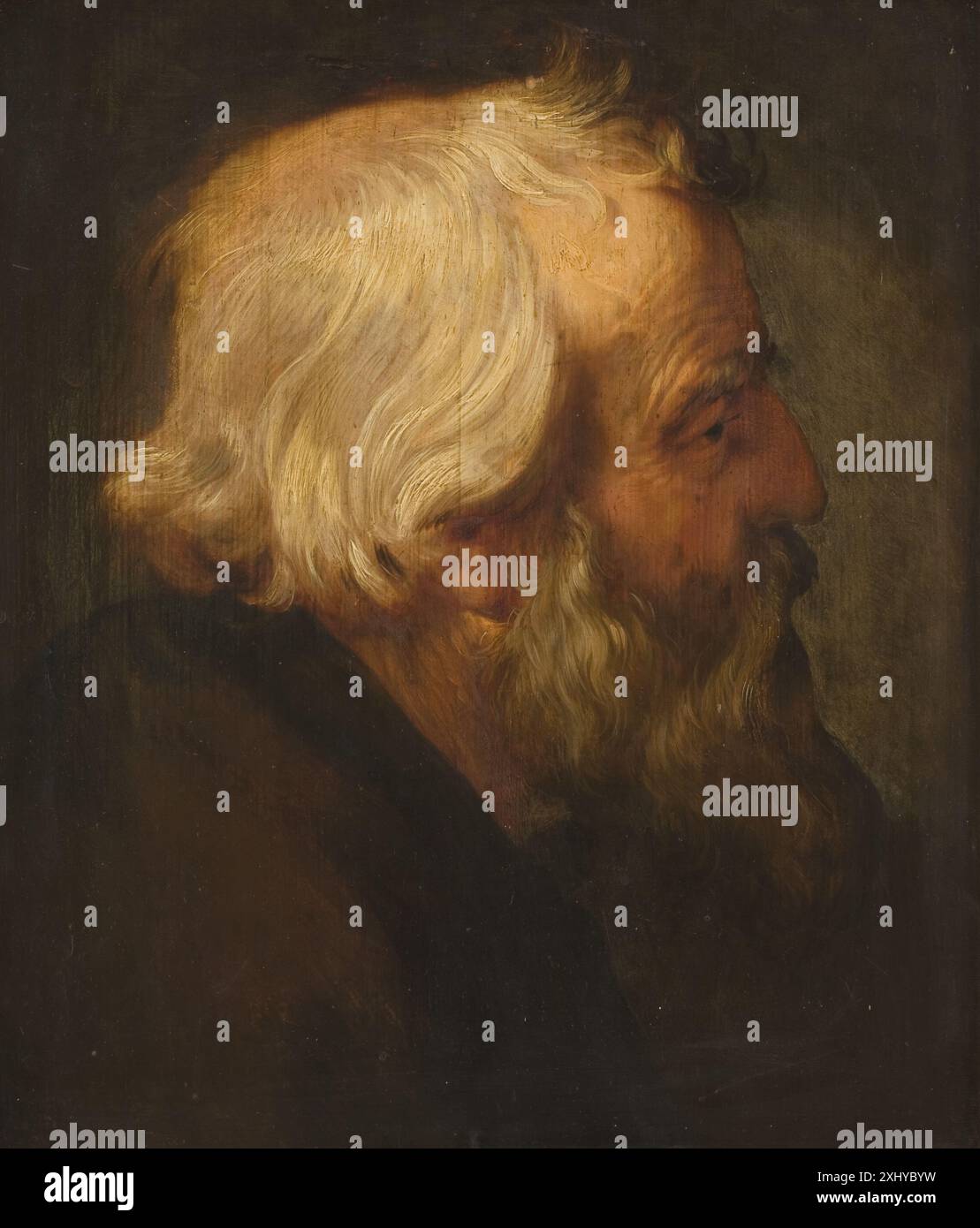 Ein Gemälde von Peter Paul Rubens (1577–1640), das den Apostel Peter darstellt und Gesichtszüge, Gesten und religiöse Ikonographie betont. Stockfoto