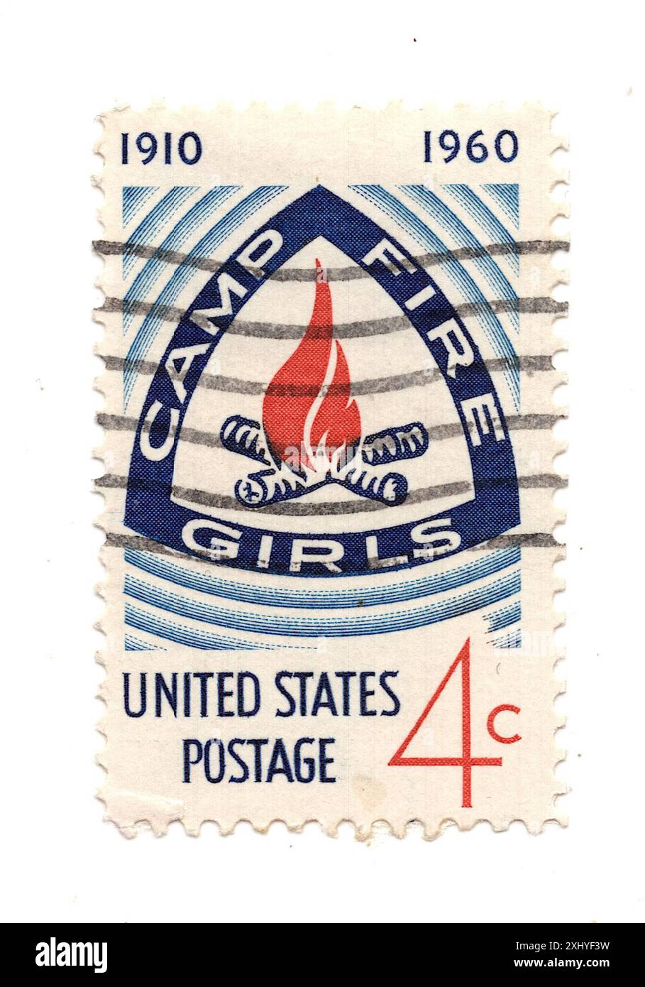 Eine alte Briefmarke aus den USA auf weißem Hintergrund. Stockfoto