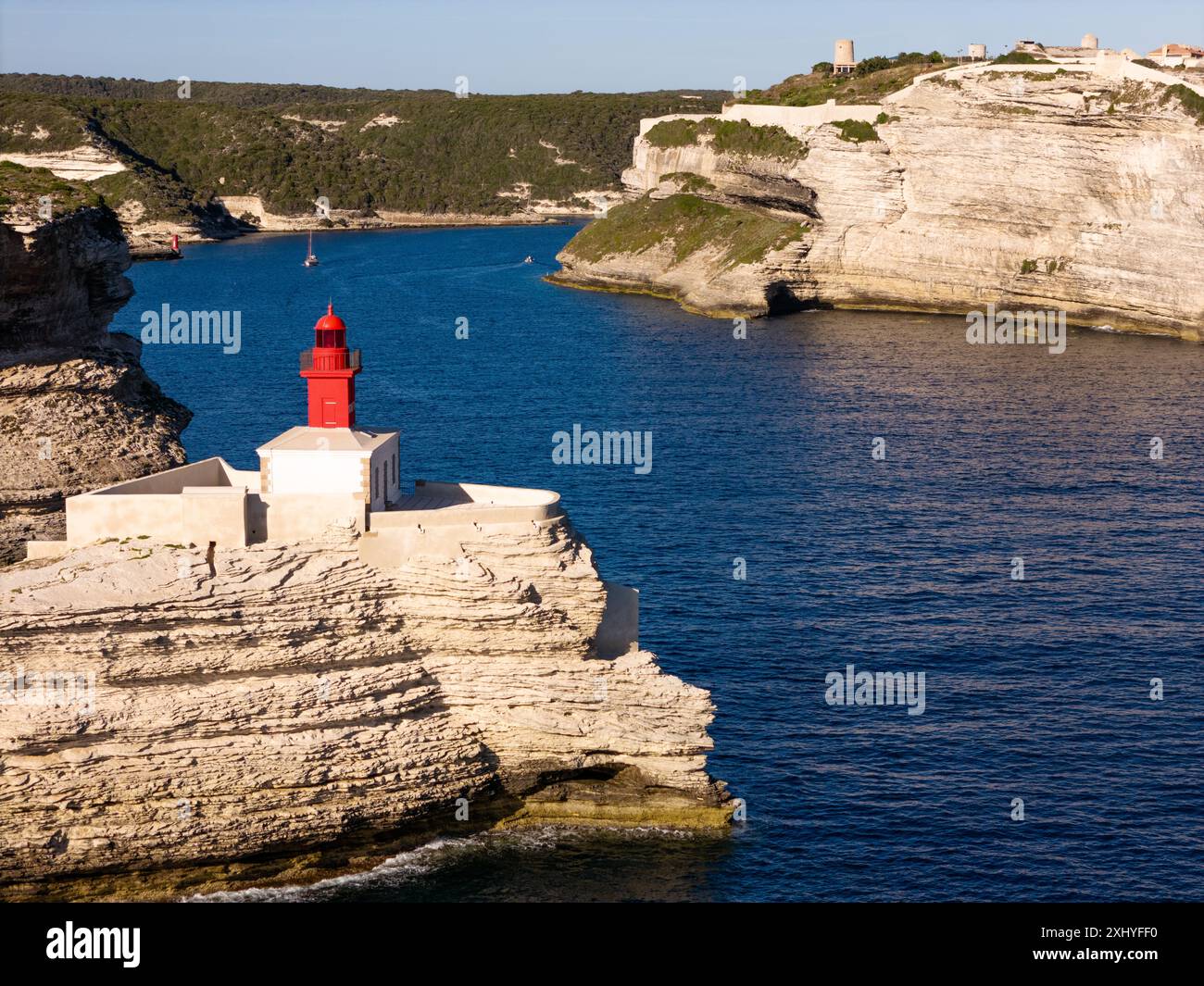 Bonifacio Roter Leuchtturm aus Korsika Frankreich Stockfoto
