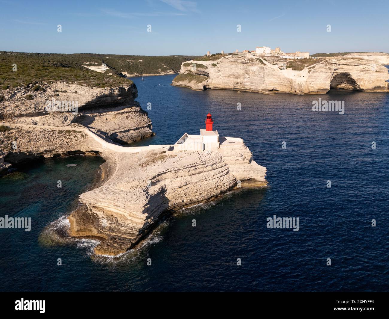 Bonifacio Roter Leuchtturm aus Korsika Frankreich Stockfoto