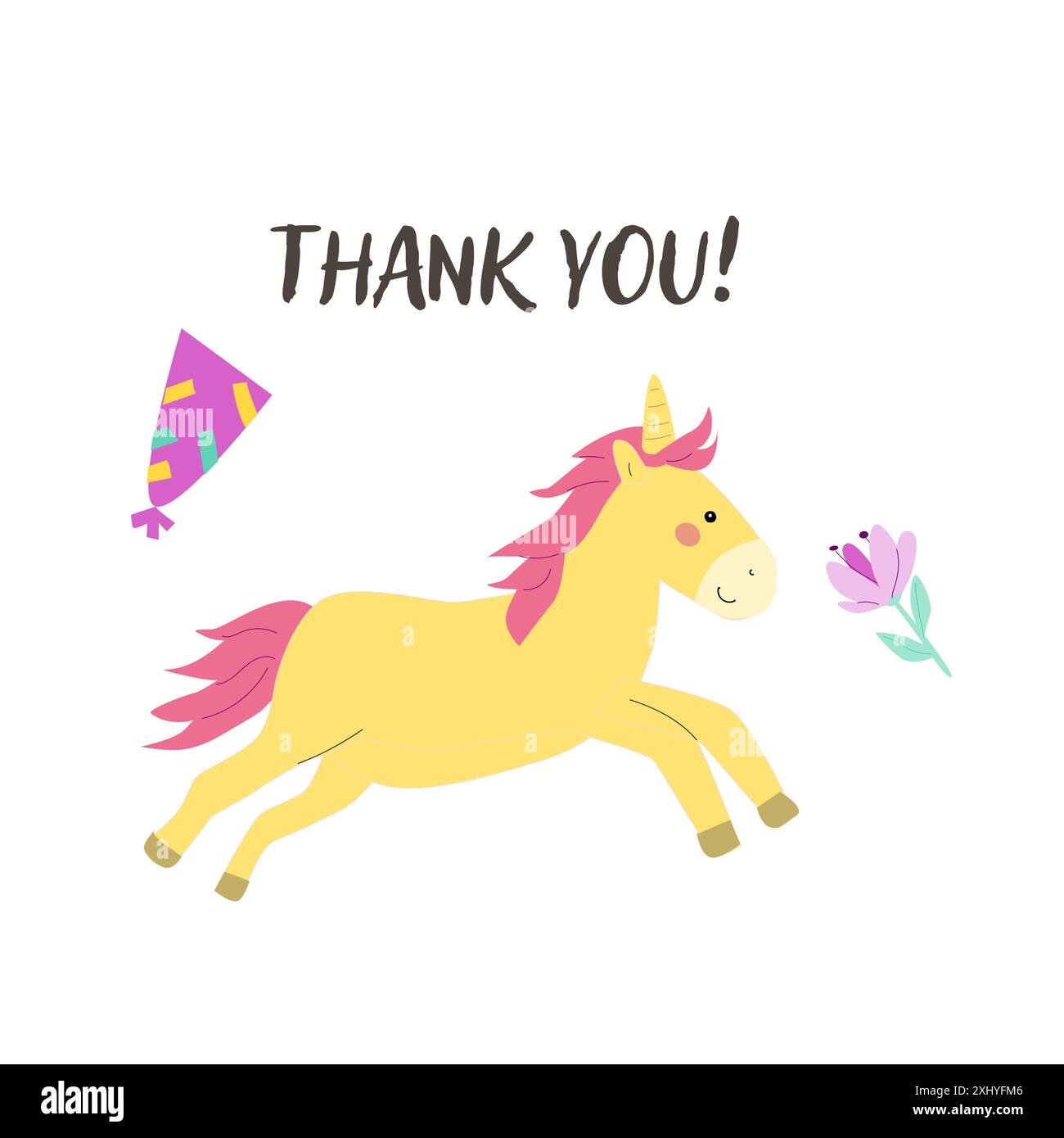 Kindergeburtskarten-Vorlage. Feierliches Design zum Jubiläum. Niedliches Tier mit Geschenk. Stock Vektor