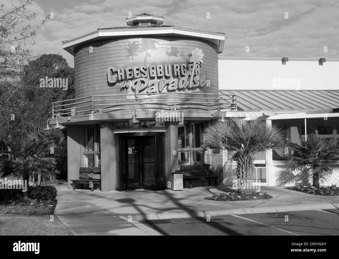 Außenansicht des Cheeseburger in Paradise Restaurant in Myrtle Beach, South Carolina, USA. Stockfoto