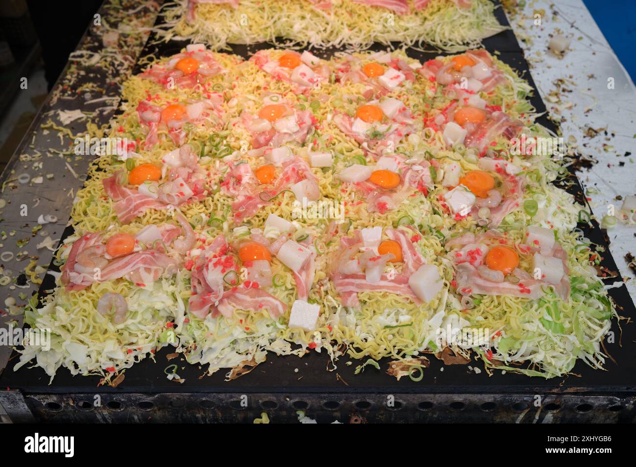 Okonomiyaki Street Food im Ueno Park Tokio Japan Stockfoto