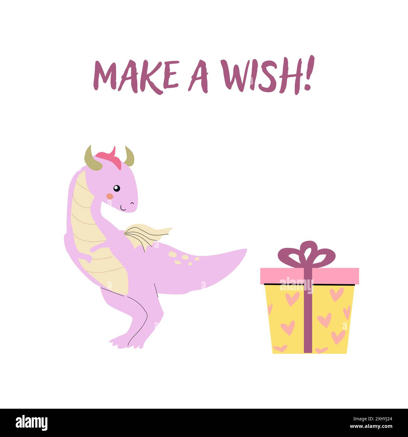 Kindergeburtskarten-Vorlage. Feierliches Design zum Jubiläum. Niedliches Tier mit Geschenk. Stock Vektor