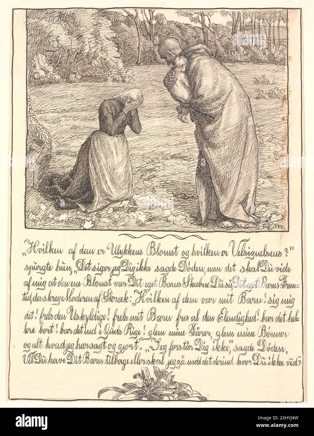 Welche von ihnen ist die Blume des Unfalls ... Syberg, Fritz 1862–1939 Zeichnung Fritz Syberg, Poul Uttenreitter, S. 79-89, 11938, 1935. Frits Sybergs Tegninger bis H. C. Andersens Eventyr: Historien om en Moder, H. C. Andersen, 8376, [1901]. Historien om en Moder: 18 Tegninger af Fritz Syberg, H.C. Andersen, 9736, [1929]. Fynbomalerne og H.C. Andersen: Den grimme ælling og Historien om en moder illustreret af Johannes Larsen og Fritz Syberg, Erland Porsmose, 'Historien om en moder' omt. S. 11-16, 71-82, tegningen omt. S. 118, afb. S. 118 (detalje), 119, D 34472, 2005. Hist Hvor vejen...: [Da Stockfoto