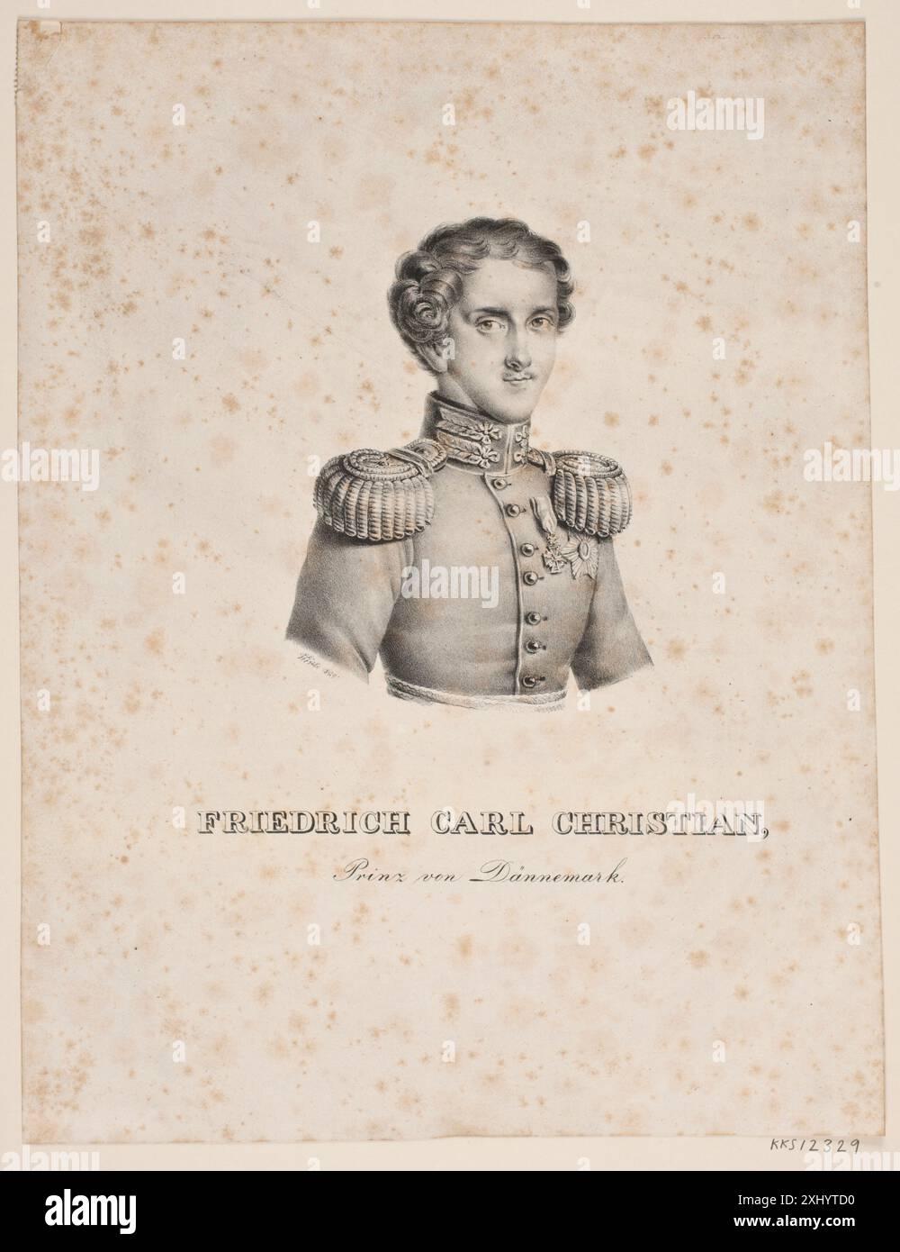 Lithographie von Friedrich VII. Als Prinz Fritz von Johan Friedrich, Teil der dänischen königlichen Porträtsammlung im 19. Jahrhundert. Stockfoto