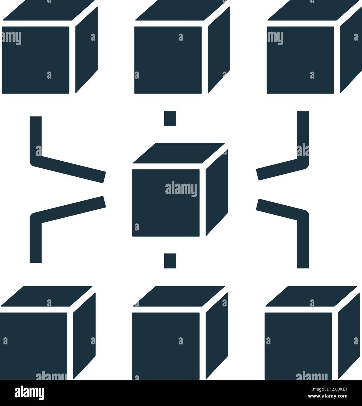 Symbol für Blockchain Innovation. Einfaches kreatives Element. Blockchain Innovation Icon in einfarbigem Schwarz für Vorlagen, Infografiken und Banner Stock Vektor