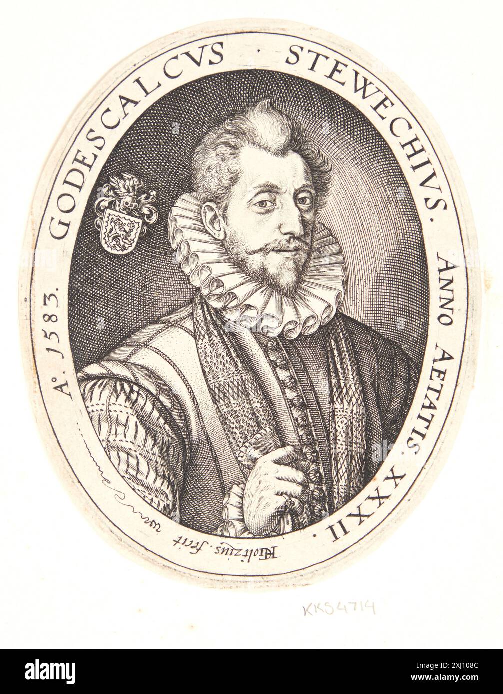 Godescalcus Stewech Goltzius, Hendrick 1558 - 1617 Kupferstich, Druck der neue Hollstein Niederländisch und flämisch Radierungen, Stiche und Holzschnitte 1450-1700, Hendrick Goltzius, Teil I-IV, Marjolein Leesberg, 253, C 48058, 2012 Godescalcus Stewechius Stockfoto