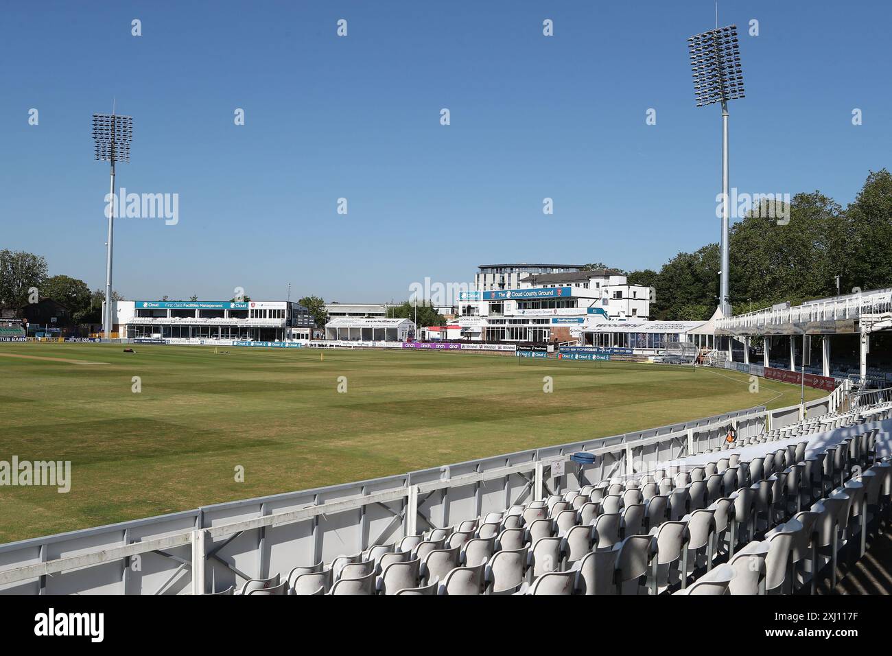 Allgemeine Ansicht des Bodens während Essex CCC vs Durham CCC, Vitality County Championship Division 1 Cricket auf dem Cloud County Ground am 25. Juni 202 Stockfoto