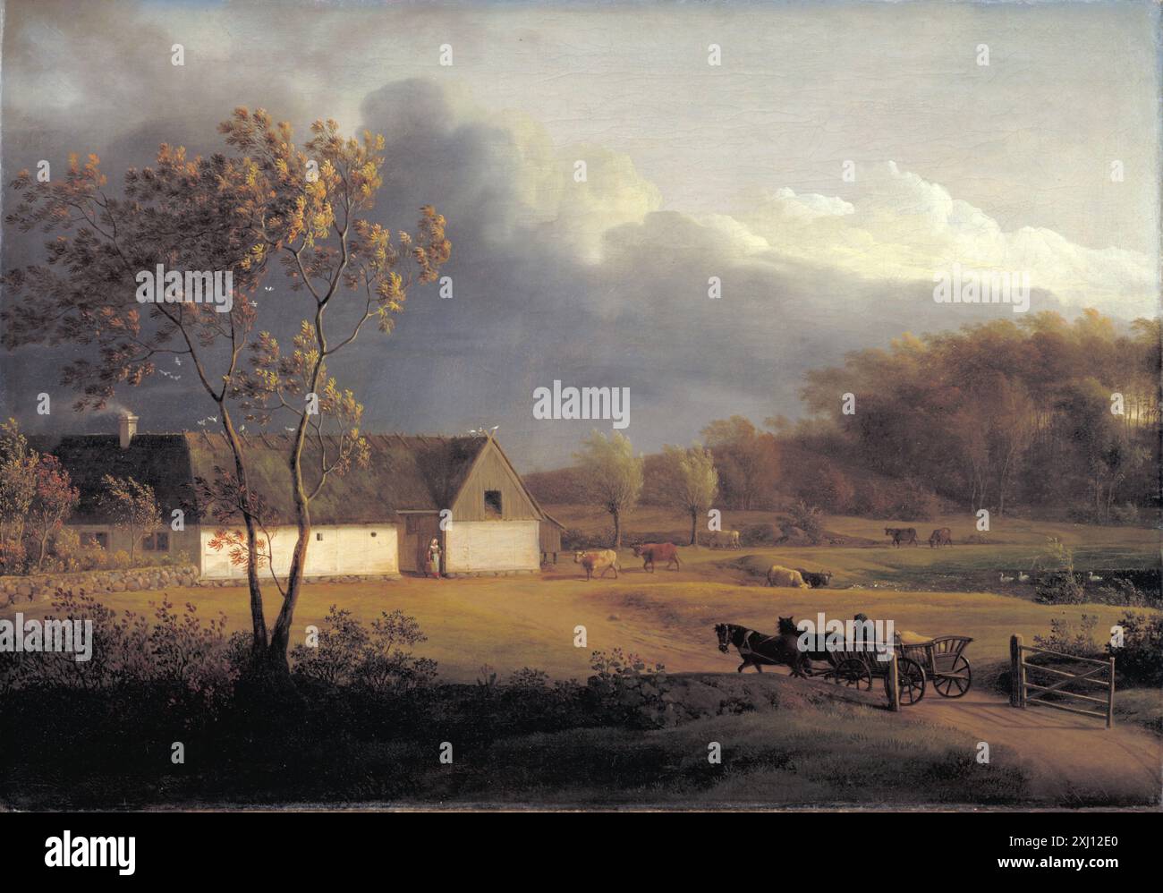 A Storm Brewing Behind a Farmhouse in Zealand Juel, Jens 1745–1802 Gemälde Landskabsmaleriet i Danmark: 1750–1875. Stilhistoriske Hovedtræk, Henrik Bramsen, S. 20ff., 12125, 1935. Christoffer Wilhelm Eckersberg, 1783-1853, Philip Conisbee, omtalt S. 30-32, afb. (Farve) S. 31 vom 2003-471, 2003. C.W. Eckersberg: dansk malerkunsts fader, Peter Michael Hornung, omt. og afb. S. 78, 2005-383, 2005. NY dansk Billedkunst, Niels Th. Mortensen, krank. 40, 25107, 1957. Caspar David Friedrich og Danmark: Statens Museum for Art, 12. oktober bis 8. dezember 1991, Kasper Monrad, S. 23/122, Kat. 59., 54552, 1 Stockfoto A Storm Brewing Behind a Farmhouse in Zealand Juel, Jens 1745–1802 Gemälde Landskabsmaleriet i Danmark: 1750–1875. Stilhistoriske Hovedtræk, Henrik Bramsen, S. 20ff., 12125, 1935. Christoffer Wilhelm Eckersberg, 1783-1853, Philip Conisbee, omtalt S. 30-32, afb. (Farve) S. 31 vom 2003-471, 2003. C.W. Eckersberg: dansk malerkunsts fader, Peter Michael Hornung, omt. og afb. S. 78, 2005-383, 2005. NY dansk Billedkunst, Niels Th. Mortensen, krank. 40, 25107, 1957. Caspar David Friedrich og Danmark: Statens Museum for Art, 12. oktober bis 8. dezember 1991, Kasper Monrad, S. 23/122, Kat. 59., 54552, 1 Stockfoto