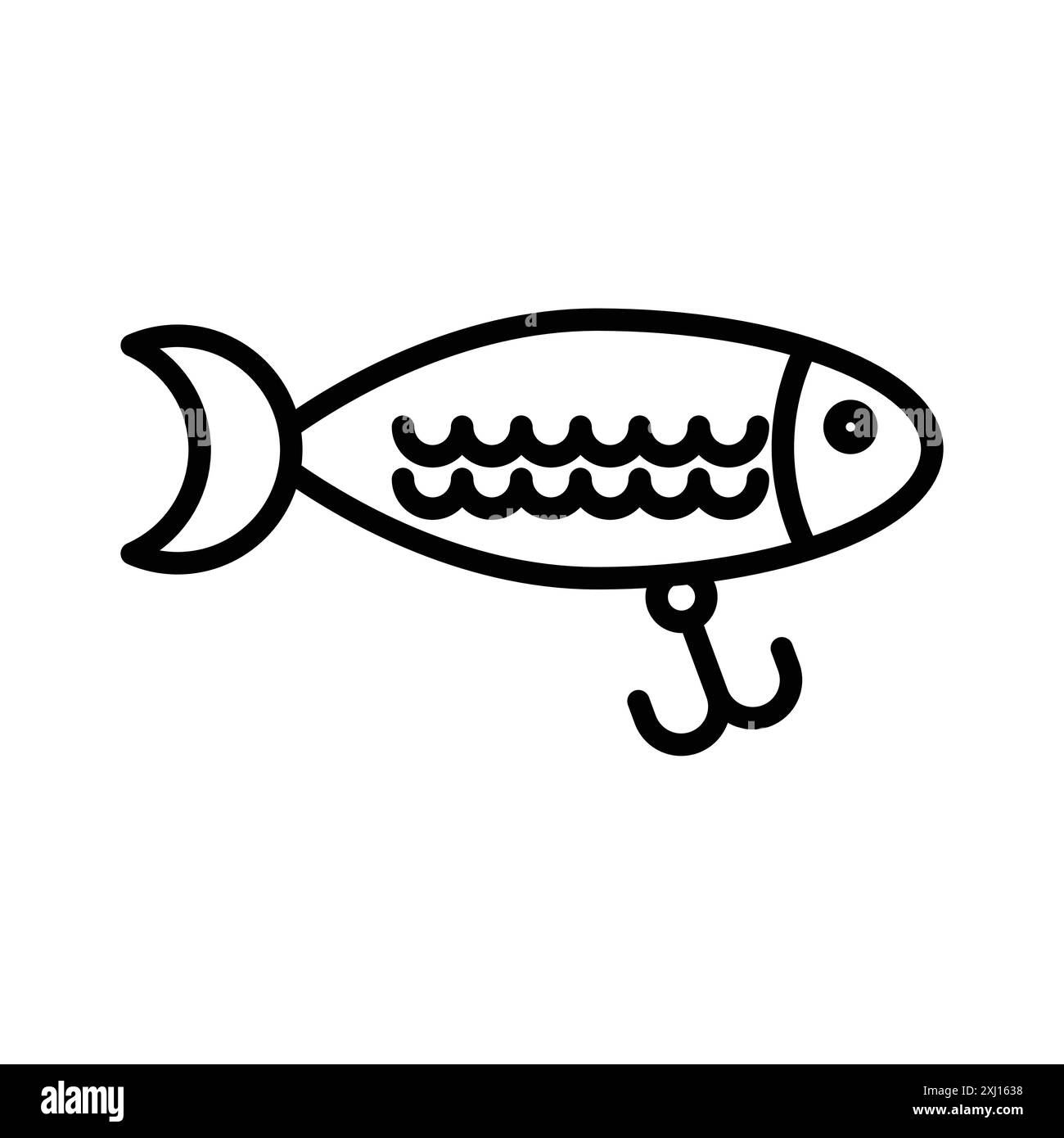 Minnow Icon mit linearem Logo-Set in Schwarz-weiß für Web-Zwecke Stock Vektor