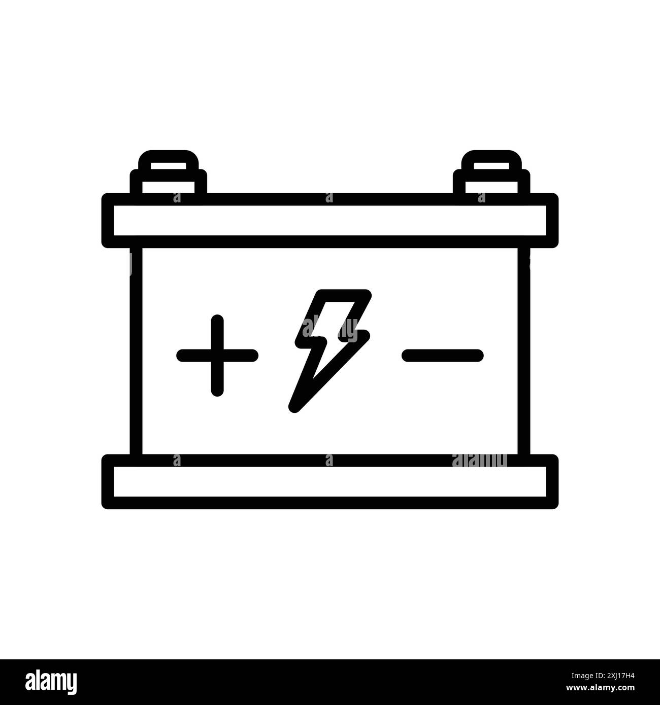 Symbol für Autobatterie, lineare Logomarkensätze in Schwarz-weiß für Web-Zwecke Stock Vektor