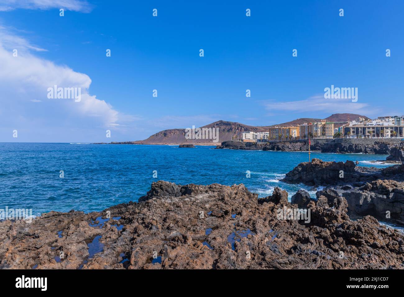 Strand El Confital am Rande von Las Palmas, Halbinsel La Isleta. Gran Canaria, Spanien Stockfoto