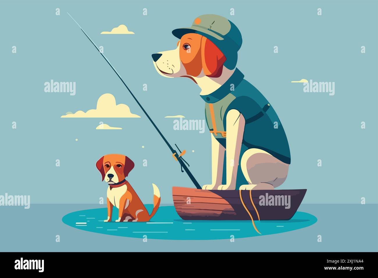 Fisherman Dog Vektor-Illustration Stock Vektor