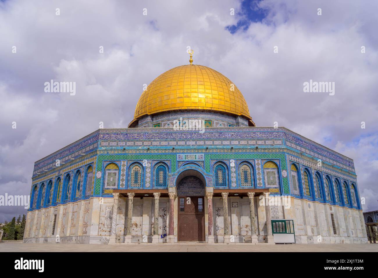 Der Felsendom, der große islamische Schrein, ein heiliger muslimischer Ort auf dem Tempelberg von Jerusalem, Israel. Stockfoto