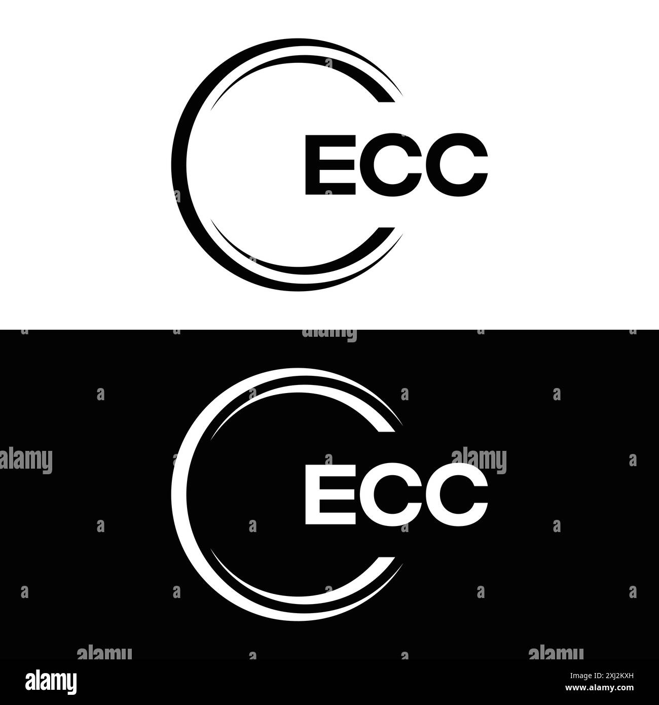 ECC-Logo. E C C-AUSFÜHRUNG. Weißer ECC-Buchstabe. ECC, E C C Letter Logo Design. E C Letter Logo in GOLD, GOLDEN LOGO, DREI, Stil. Letter-Logo-Set Stock Vektor