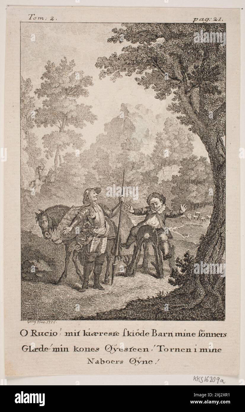 Gravur-Illustration von Don Quijote von Georg Haas (1751–1817) und Daniel Nikolaus Chodowiecki (1726–1801). Stockfoto