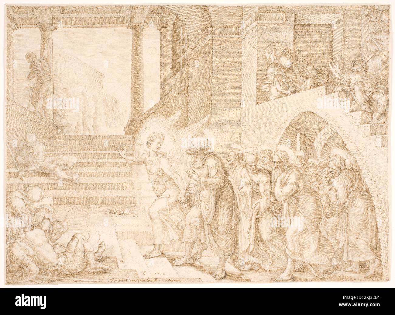 Die Apostel werden durch die Gefangenschaft eines Engels Heemskerck