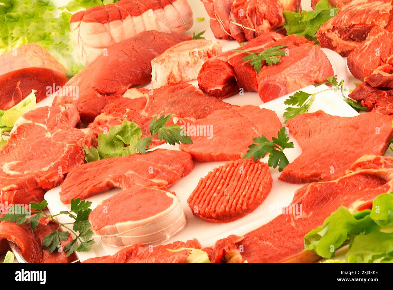 Auswahl an rohem Fleisch Stockfoto