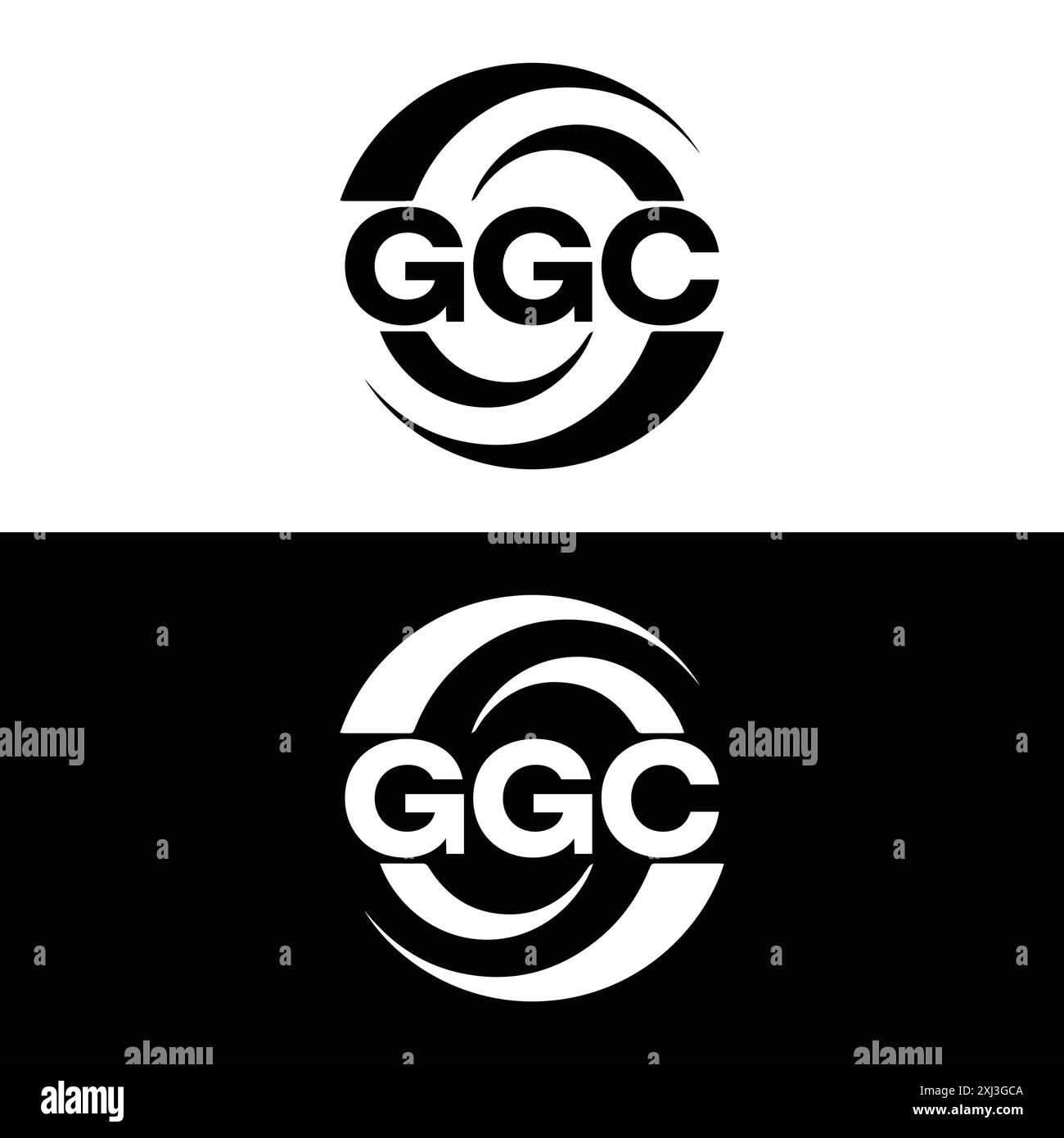 GGC-Logo. AUSFÜHRUNG G C. Weißer GGC-Buchstabe. GGC, G G C-Letter-Logo. Logodesign mit G C-Buchstaben in GOLD, GOLDENES LOGO, DREI, Stil. Letter-Logo-Set Stock Vektor