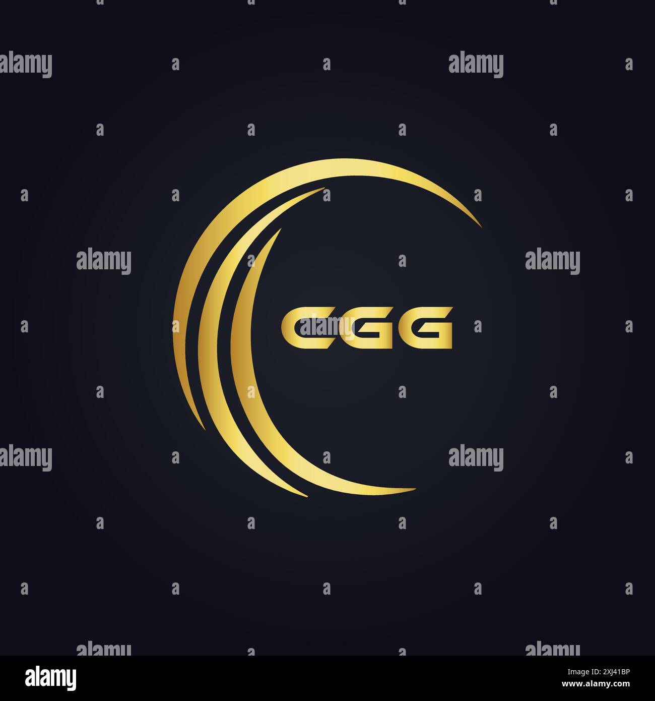 CGG-Logo. C G G-AUSFÜHRUNG. Weißer CGG-Buchstabe. CGG-, C G G-Letter-Logodesign. Logodesign mit dem Buchstaben C G in GOLD, GOLDENES LOGO, DREI, Stil. Letter-Logo-Set Stock Vektor