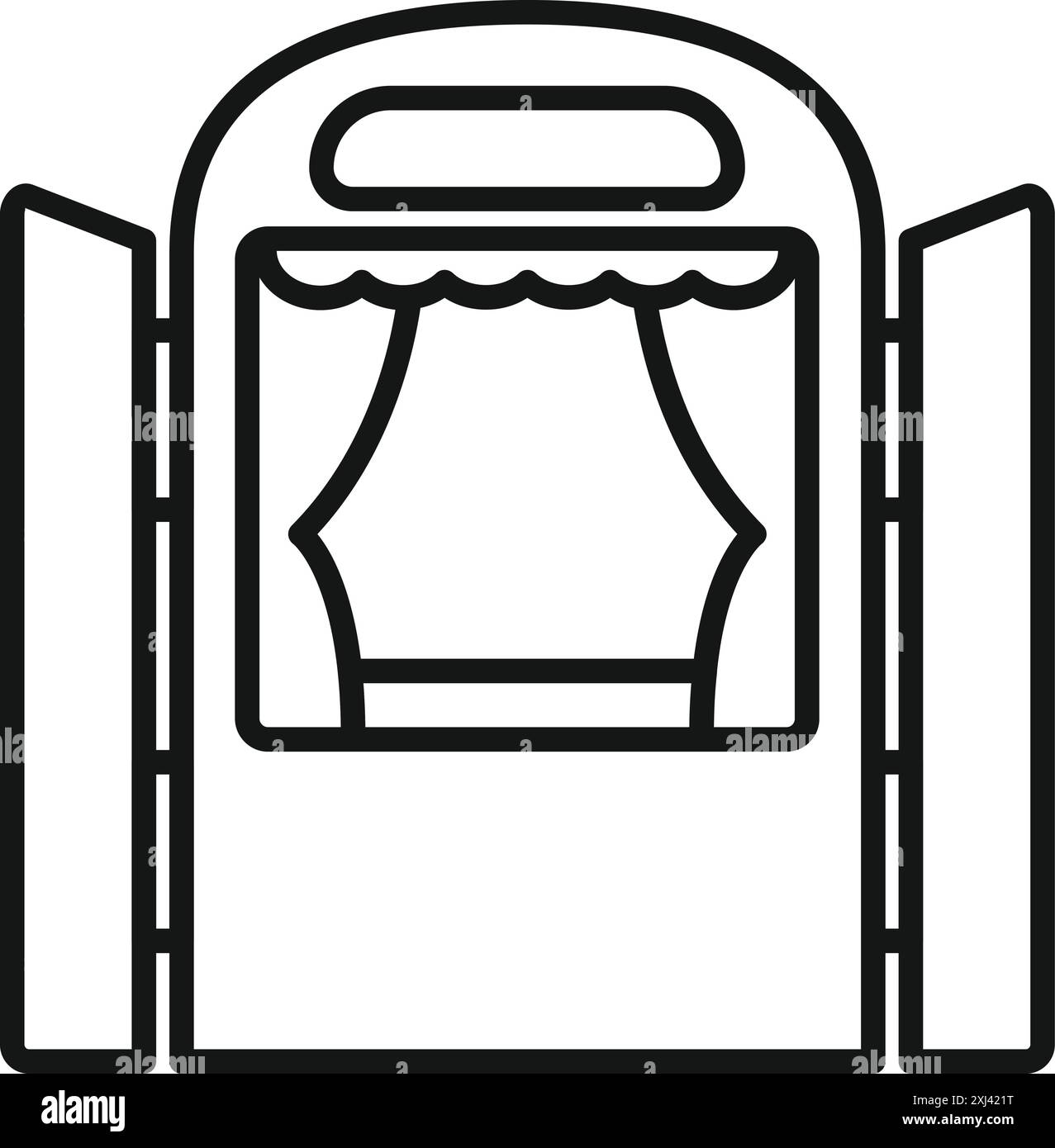 Offene leere Bühne mit Vorhängen wartet auf Schauspielerdarbietung Stock Vektor