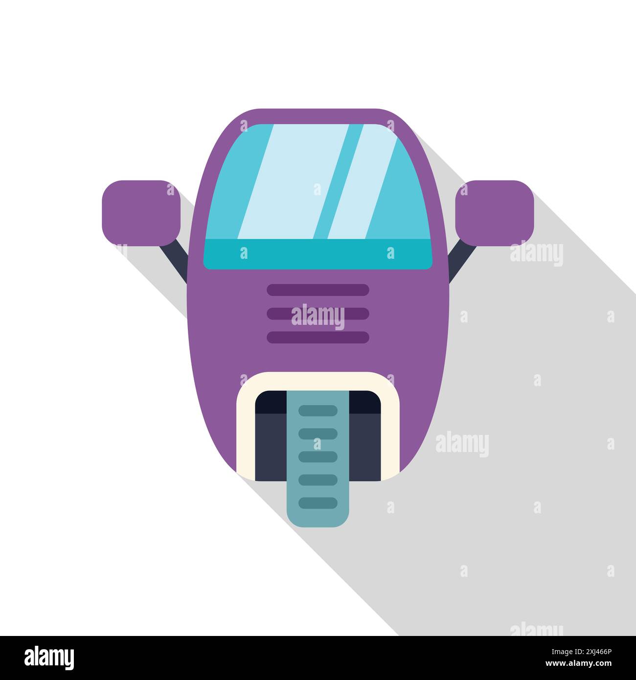 Einfache Illustration eines violetten Rollers von vorne gesehen, mit einem langen Schatten Stock Vektor