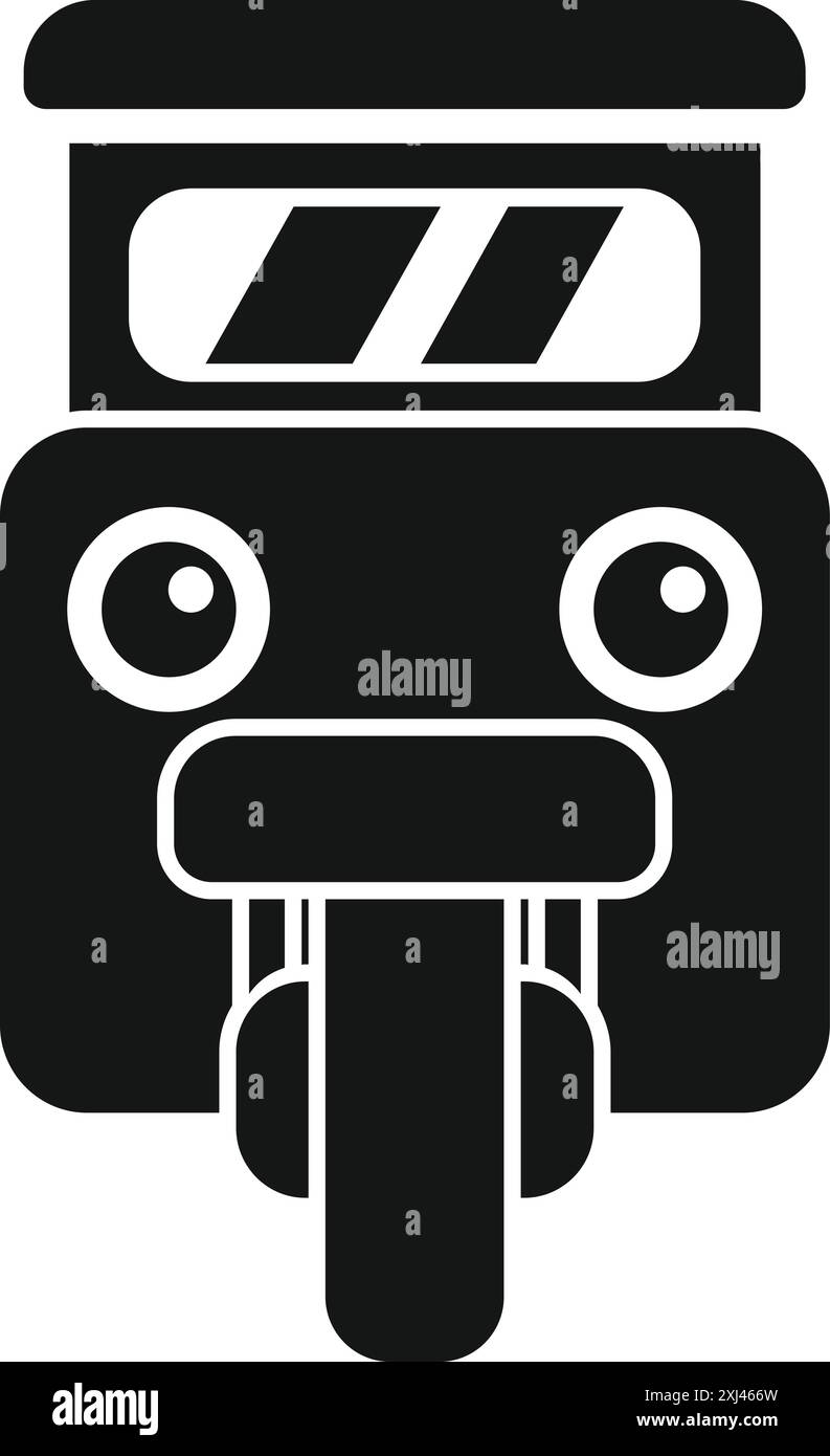 Einfaches Symbol eines dreirädrigen Taxis mit großen Scheinwerfern und einer Windschutzscheibe, das Touristen in asien transportiert Stock Vektor