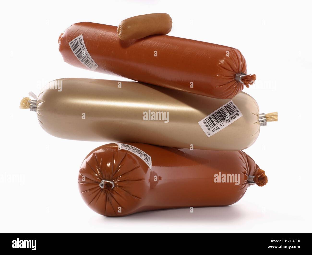 Haufen von industriellen Würstchen Stockfoto