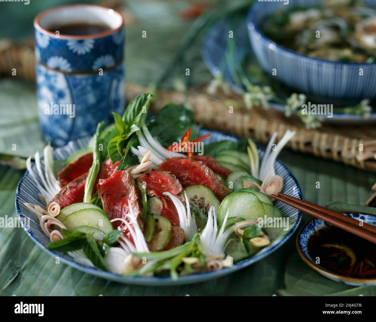 Rindfleisch- und Gurkensalat Stockfoto