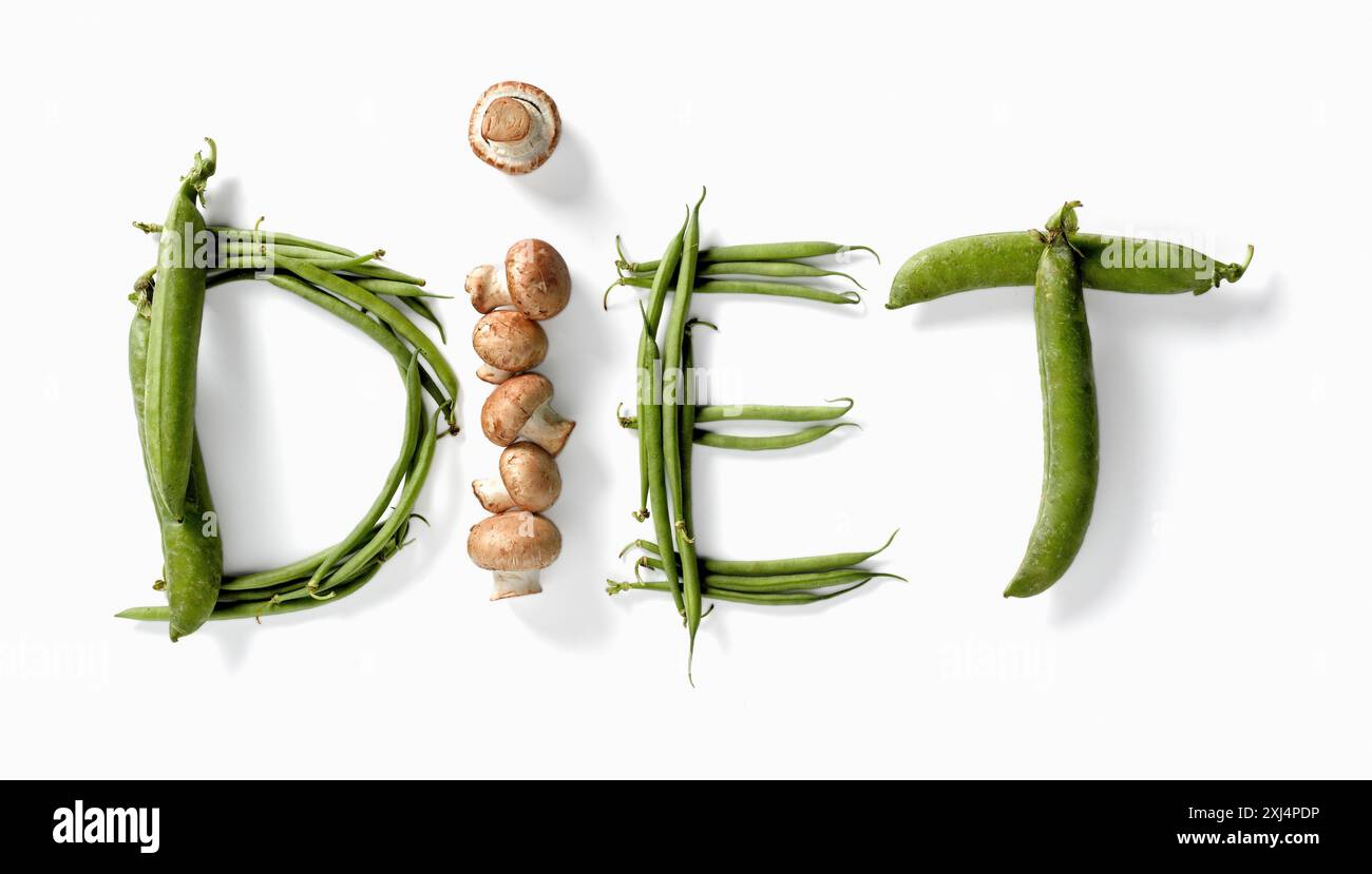 Ernährung mit Gemüse geschrieben Stockfoto