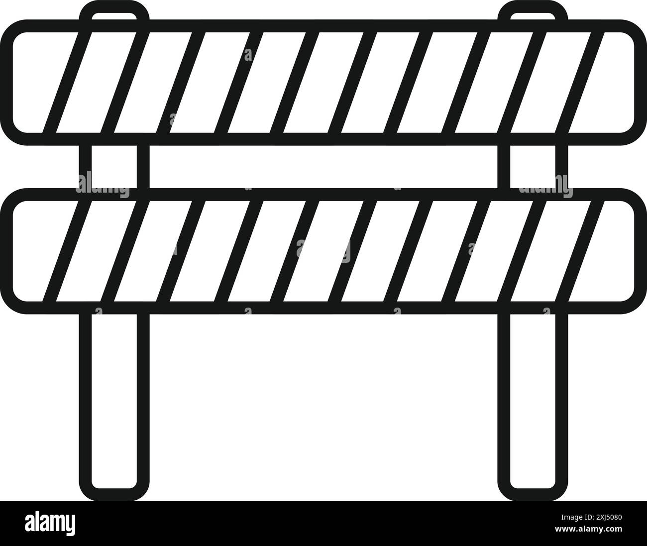 Einfaches Liniensymbol einer gestreiften Verkehrsbarriere, die den Zugang zu einem eingeschränkten Bereich blockiert Stock Vektor