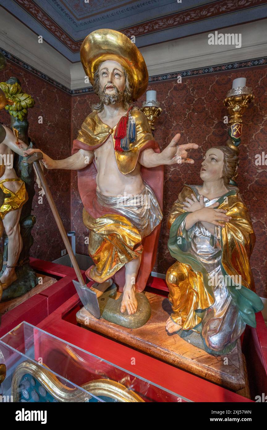 Christus als Gärtner und Maria Magdalena als Figuren um 1750, in einem Raum im Haeckerhaus, heute Haeckermueum, Mittelstraße 34, Gaertnerstadt Stockfoto