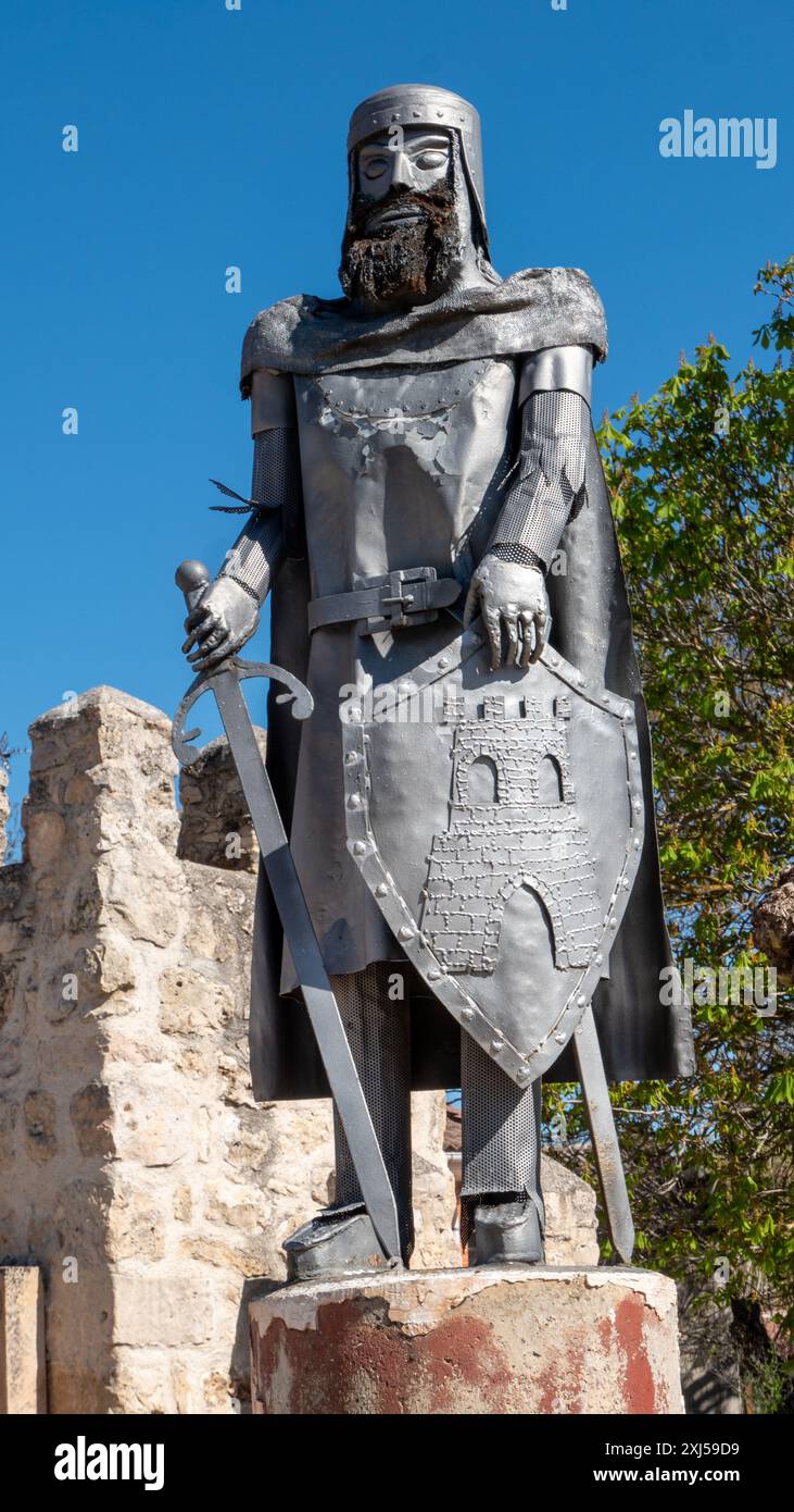 Statue von El Cid in Coruña del Conde, Spanien Stockfoto