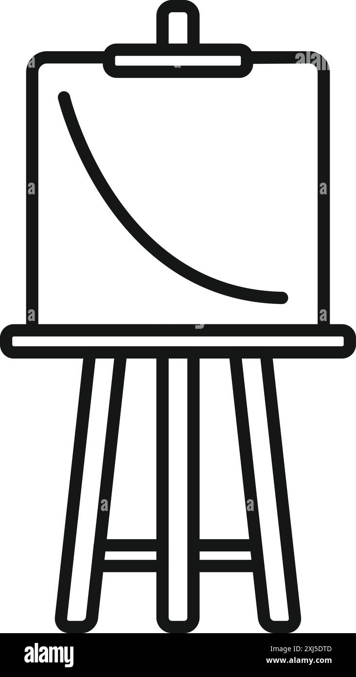 Linienzeichnung eines Flipcharts mit abnehmendem Diagramm, das negative Geschäftsergebnisse veranschaulicht Stock Vektor