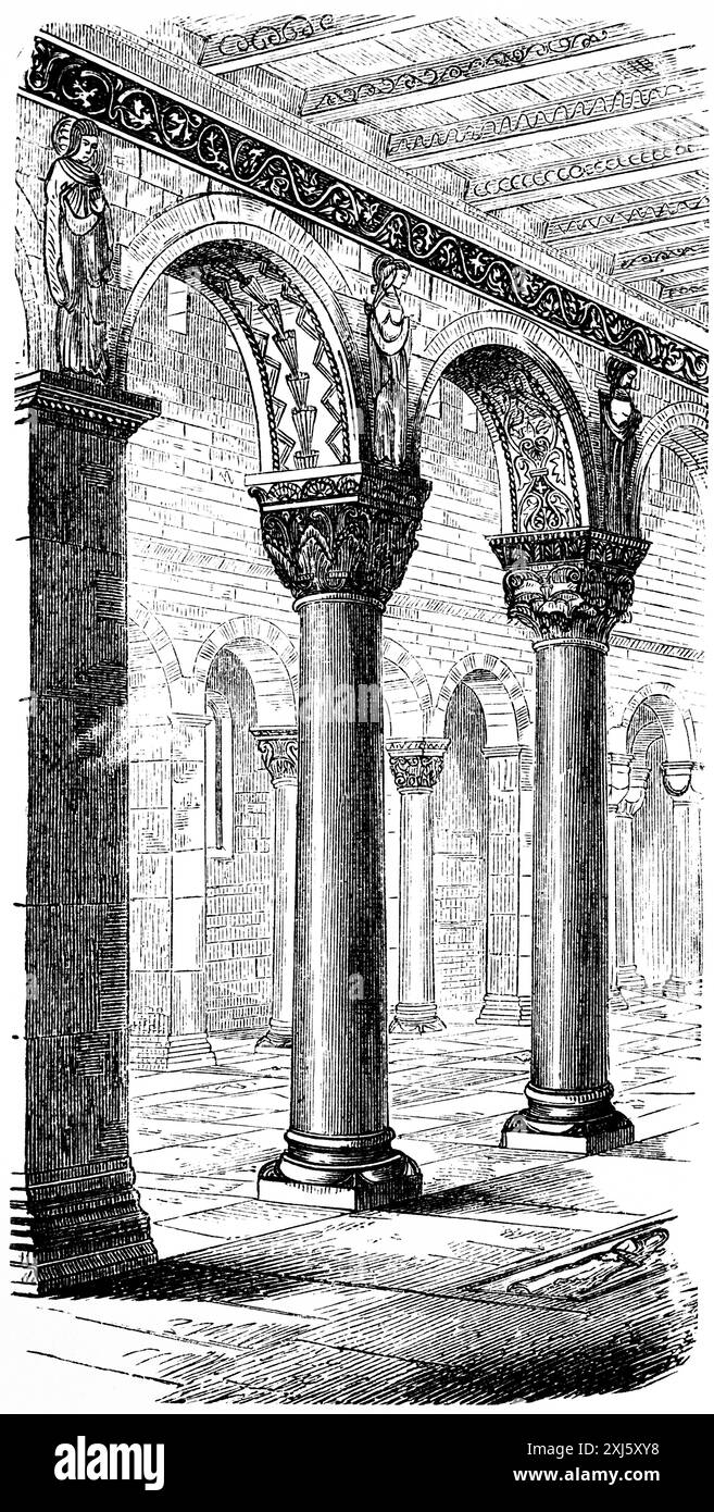 Romanische Michaeliskirche in Hldesheim, Deutschland, Portikus, Kirchenbau im christlichen Mittelalter, 9. Bis 15. Jahrhundert, historisch Stockfoto