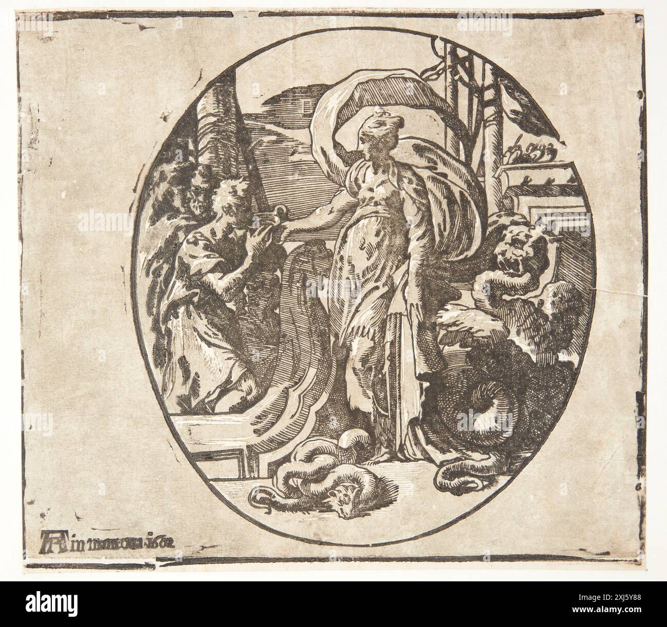 Kirke Ubekendt italiensk , Parmigianino 1503 - 1540, Andreani, Andrea 1558 - 1629 Chiaroscuro Holzschnitt, Print the Illustrated Bartsch 48, italienische Chiaroscuro Holzschnitte, Caroline Karpinski, S. 177, 6 II, C 36237, 1983 Kirke Stockfoto