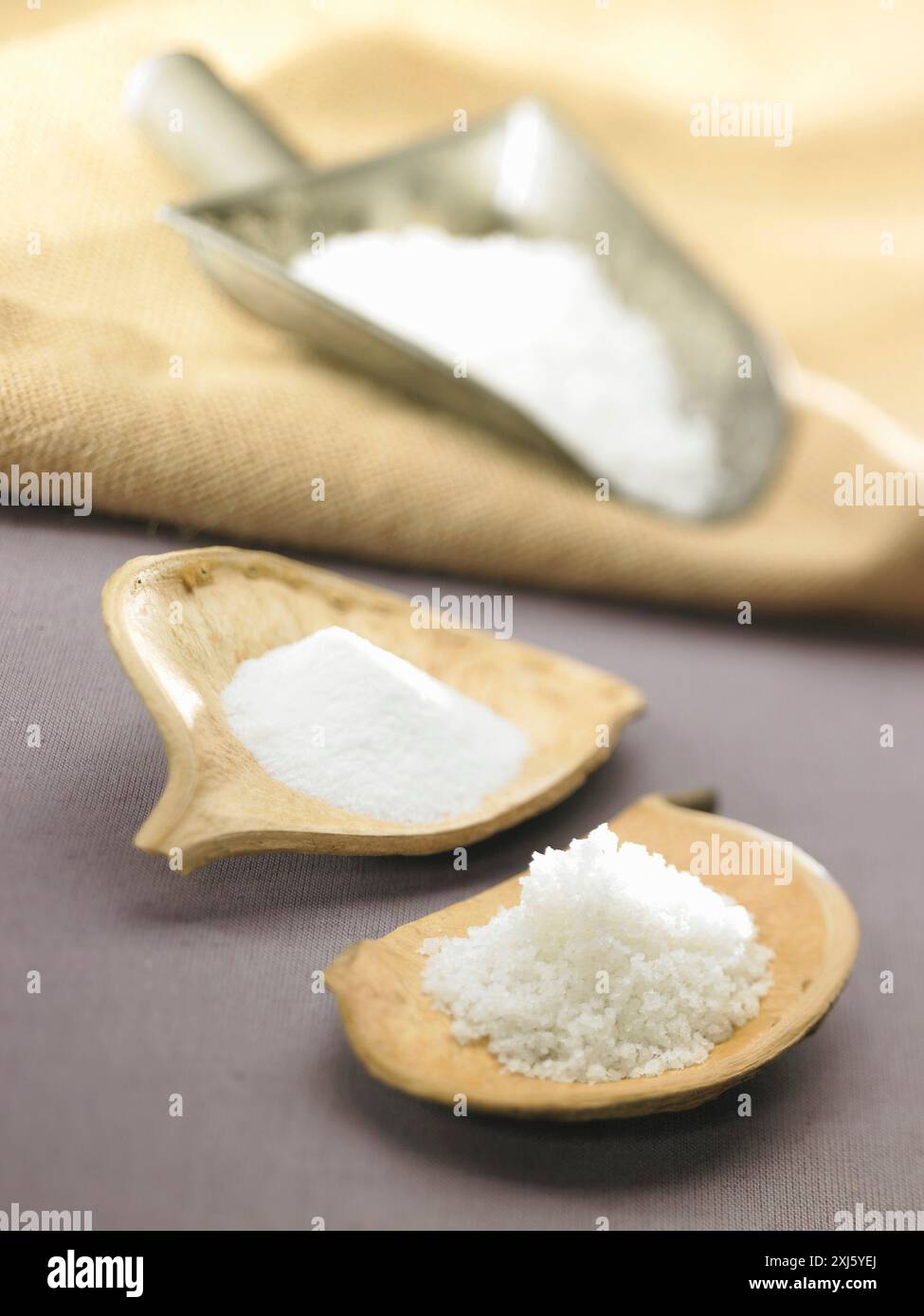 Grobes und feines Salz Stockfoto