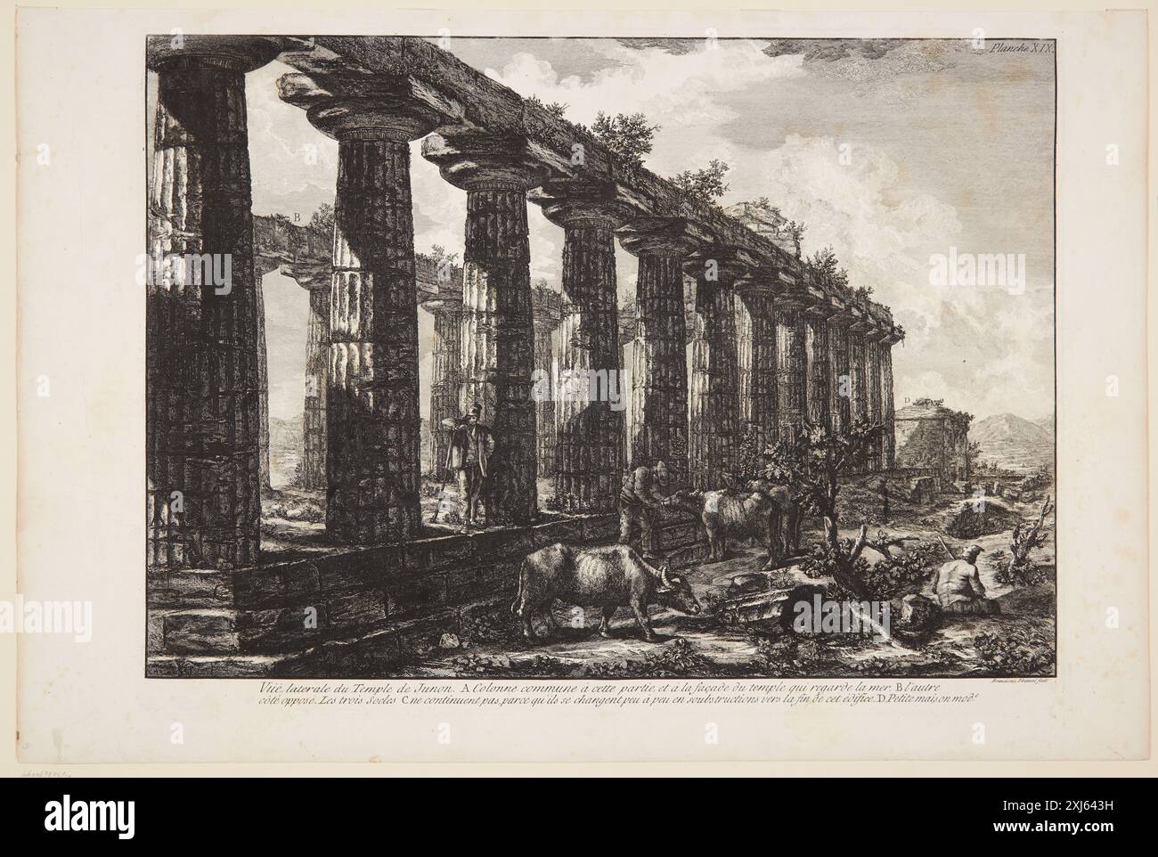 Seitenansicht des Tempels von Juno [...] Piranesi, Francesco 1754 - 1810, Piranesi, Giovanni Battista 1720 - 1778 Gravur, Print Giovanni Battista Piranesi, Henri Focillon, S.42-43, 40762, 1967. Giovanni Battista Piranesi: The complete Radiings, John Wilton-Ely, Nr. 736, 55434, 1994. Giovanni Battista Piranesi: Eine kritische Studie mit einer Liste seiner veröffentlichten Werke und detaillierten Katalogen der Gefängnisse und der Ansichten von Rom, Arthur M. Hind, S. 87, 8013, 1922 Seitenansicht des Tempels von Juno [...] Stockfoto