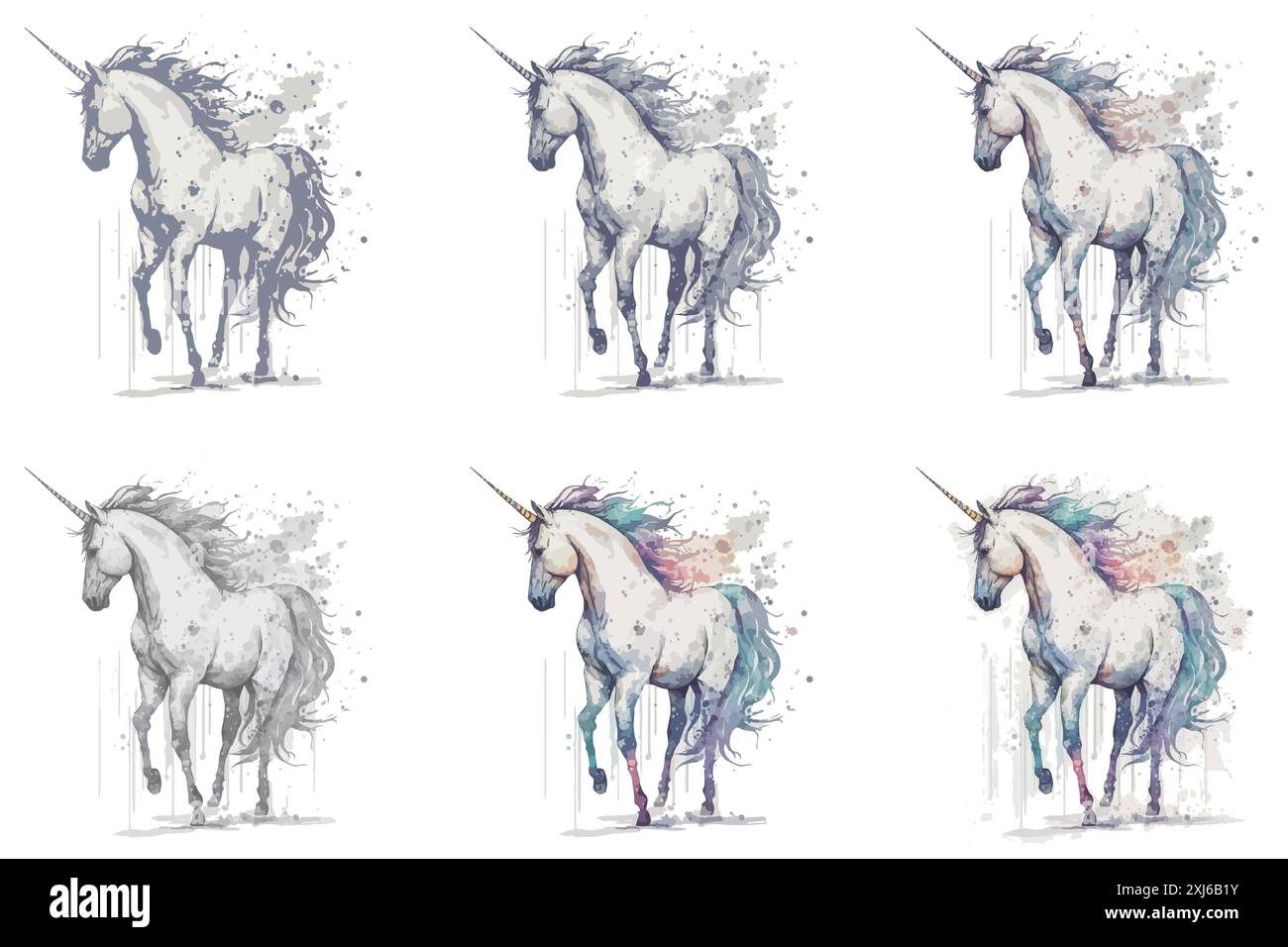 Aquarell Unicorn Vektor-Illustration Stock Vektor