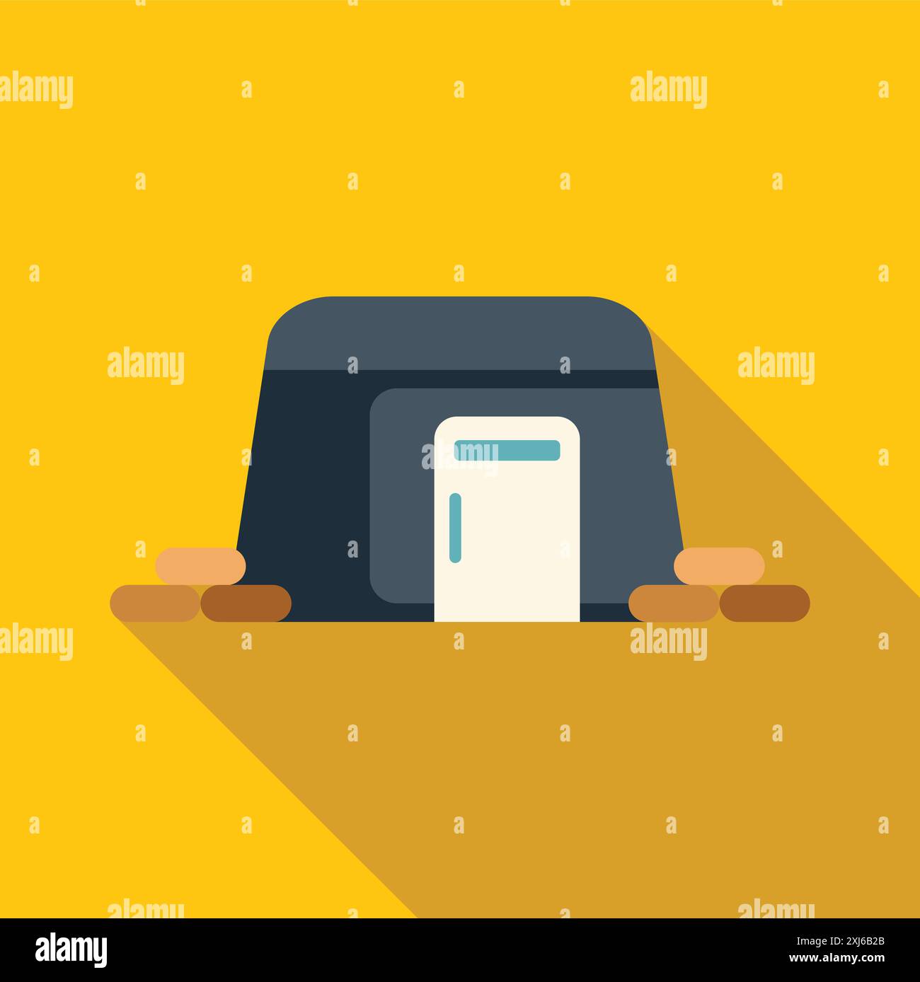 Einfache, flache Illustration eines Bombenschutzbunker mit geschlossener Tür, der Zuflucht und Sicherheit während der Kriegszeiten bietet Stock Vektor