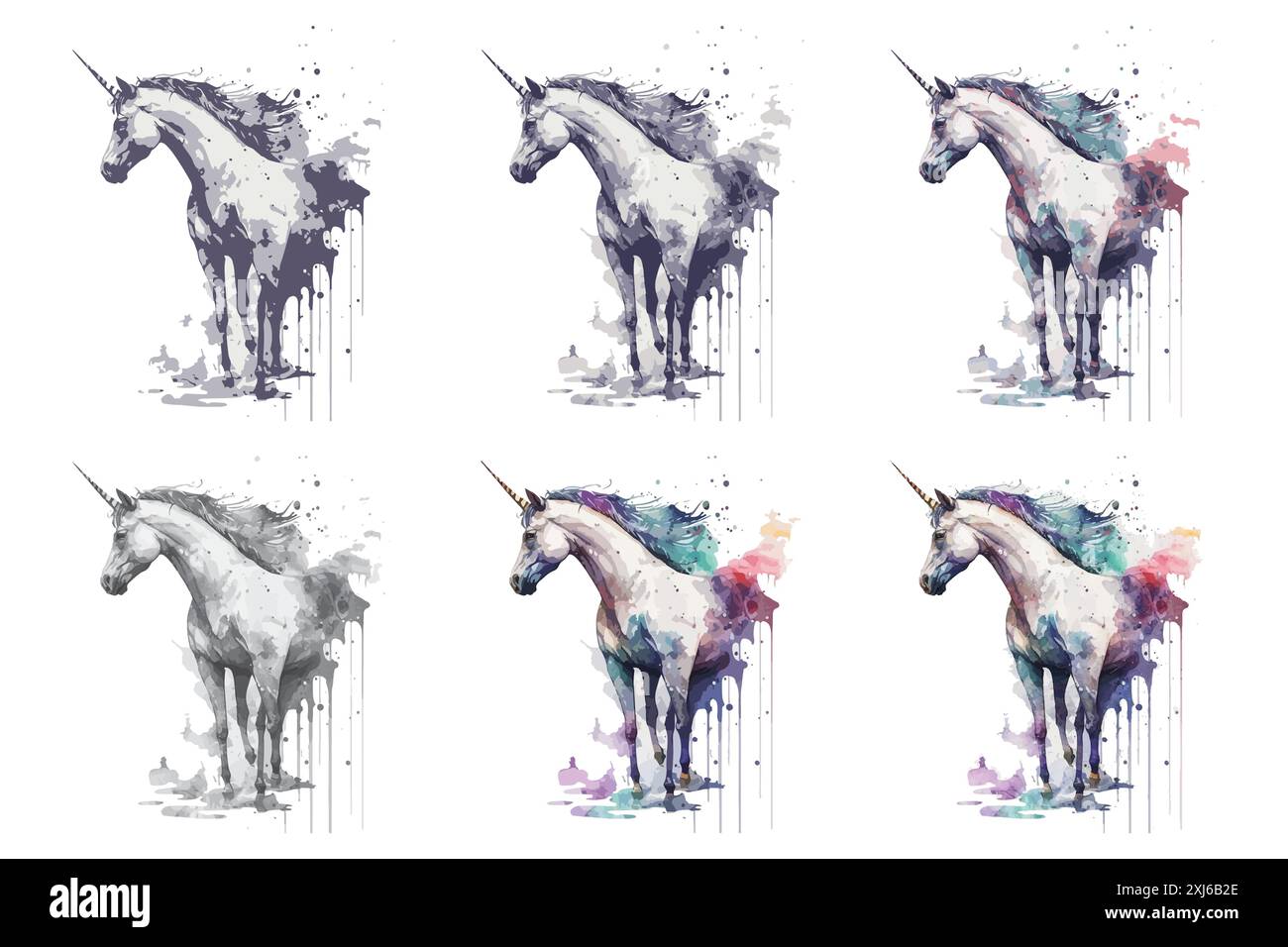 Aquarell Unicorn Vektor-Illustration Stock Vektor