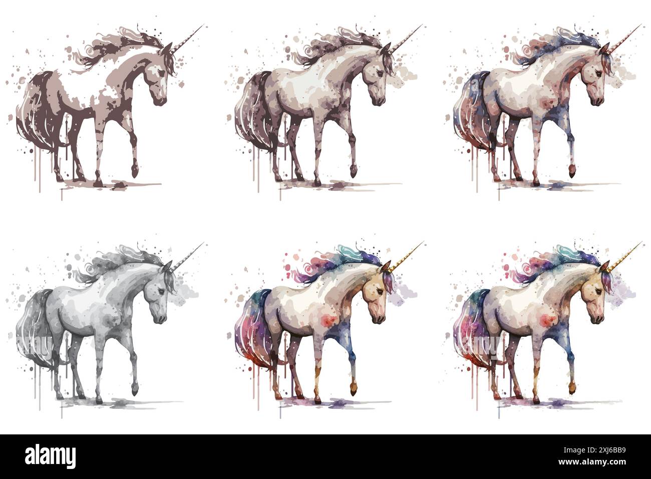 Aquarell Unicorn Vektor-Illustration Stock Vektor