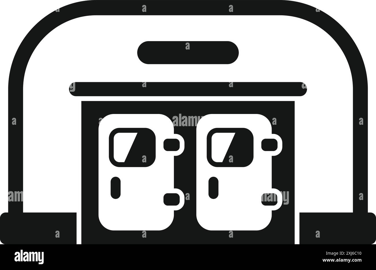 Militärbunker mit geschlossenen Türen zum Schutz vor nuklearer Explosion Stock Vektor