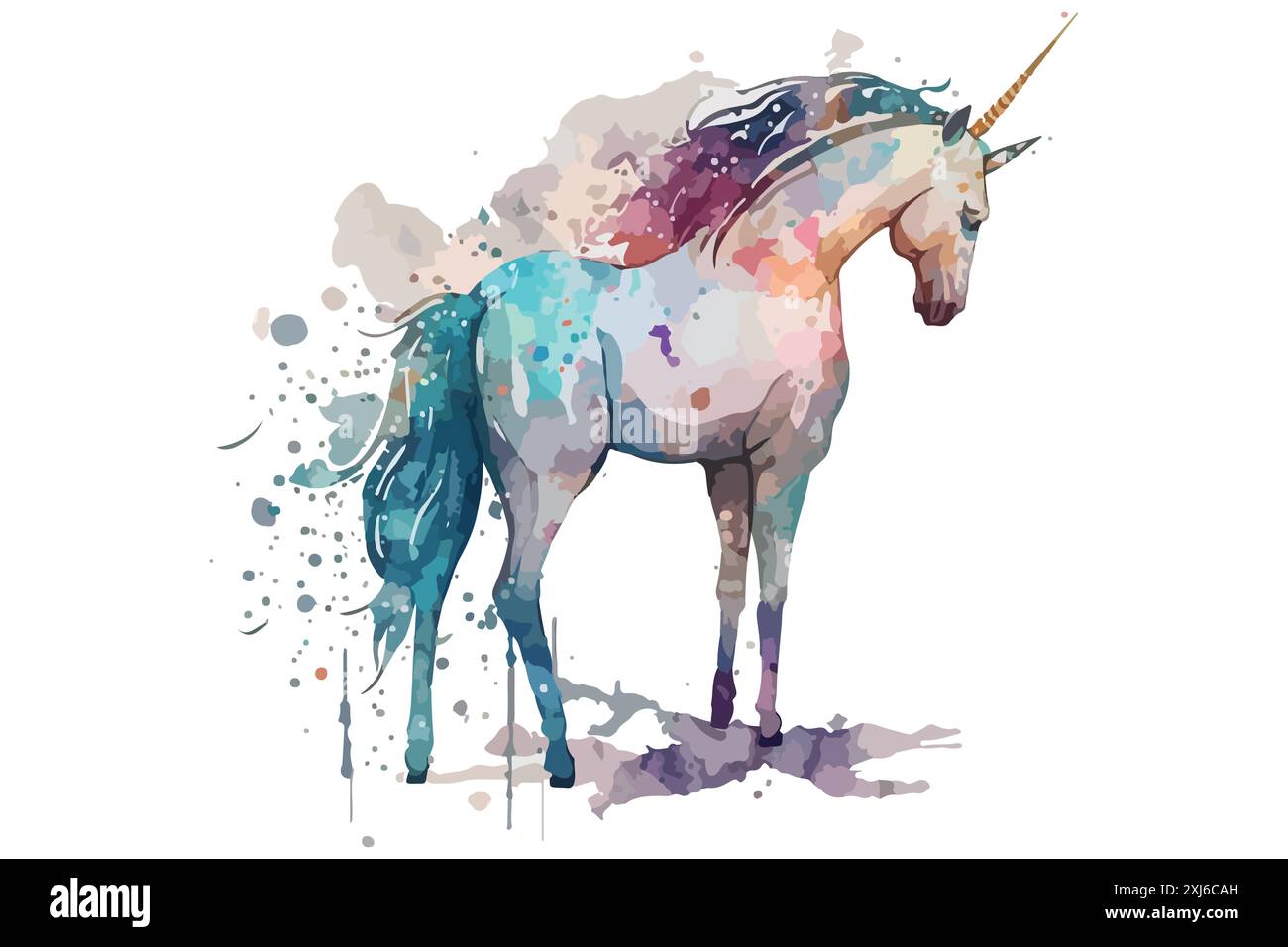 Aquarell Unicorn Vektor-Illustration Stock Vektor