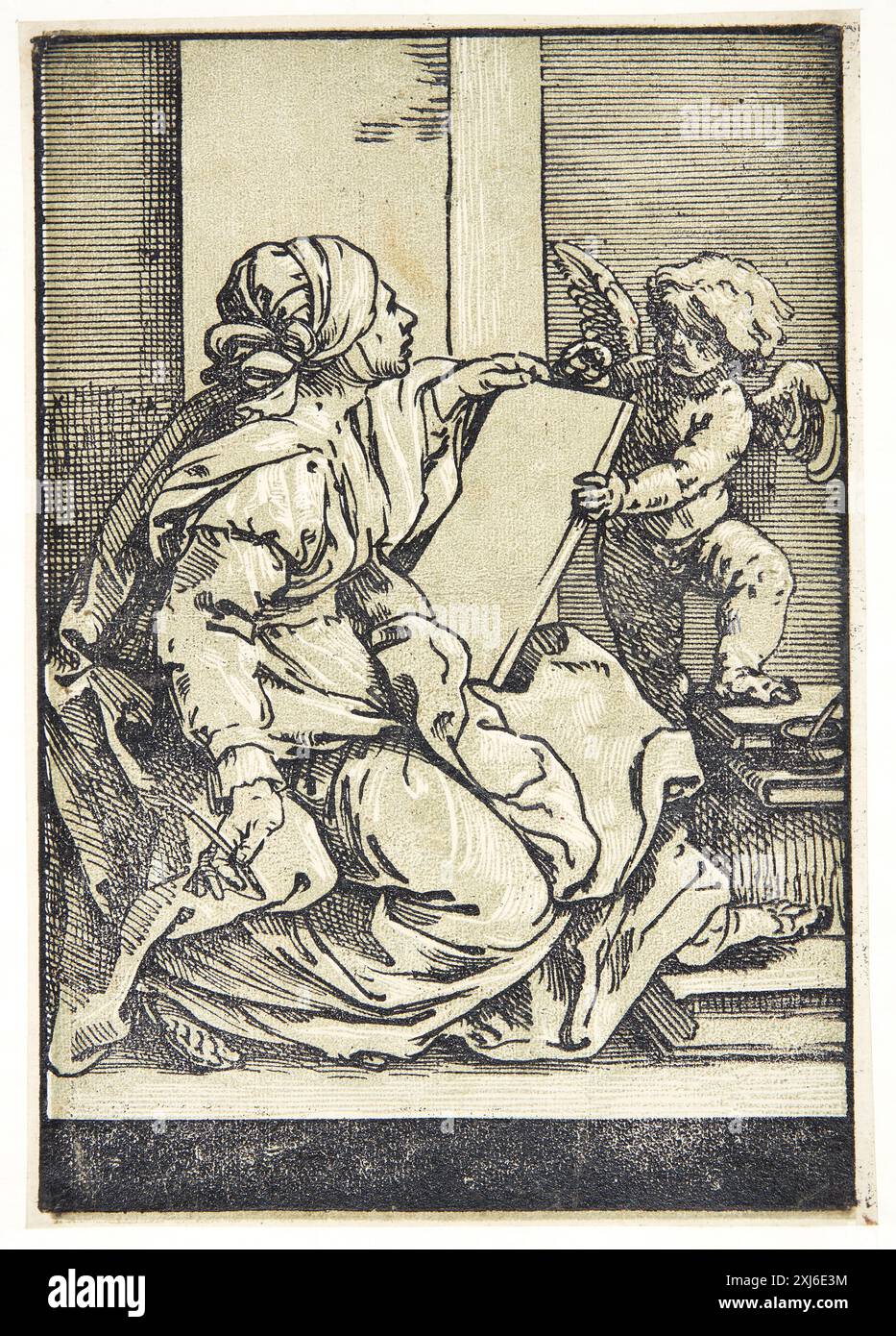 Sibyll Coriolano, Bartolommeo 1599 - 1674, Reni, Guido 1575 - 1642 Chiaroscuro Holzschnitt, Print La zilografia a chiaroscuro italiana nei secoli XVI, XVII & XVIII, Luigi Servolini, S. 122, 11922, 1930. chiaroscuro camaieu: Holzschnitte in Helldunkel, Wilhelm Seibt, P. 62, 14407, 1891. Bartsch 48, Italienische Chiaroscuro Holzschnitte, Caroline Karpinski, 136. Nr. 4, C 36237, 1983 Sibylle Stockfoto